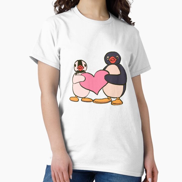 Item preview, I draw pingu and pinga penguins holding a pink heart designed and sold by RansRoom.