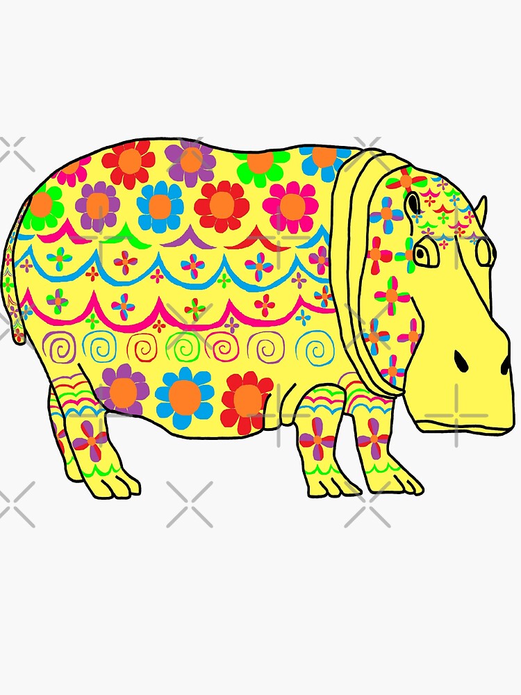 "Yellow Hippopotamus The Zany Zoo" Sticker for Sale by gbbarabas