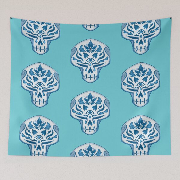 Item preview, Blue floral Skull designed and sold by StillWinter.