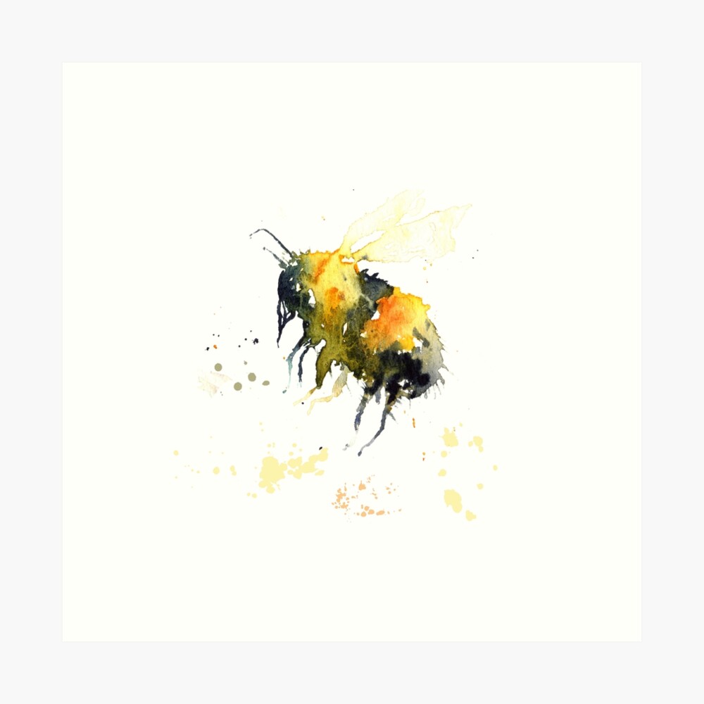 Watercolor bee Art Board Print by Maryse-Montron