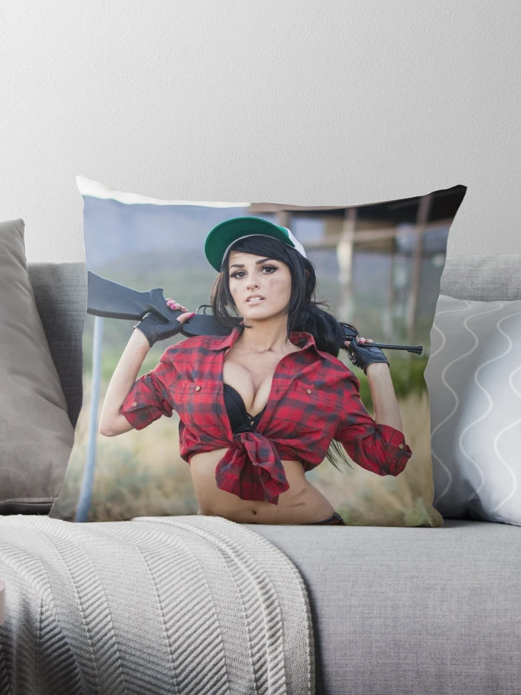 big ass wolf girl Throw Pillow by AppleBloodArt