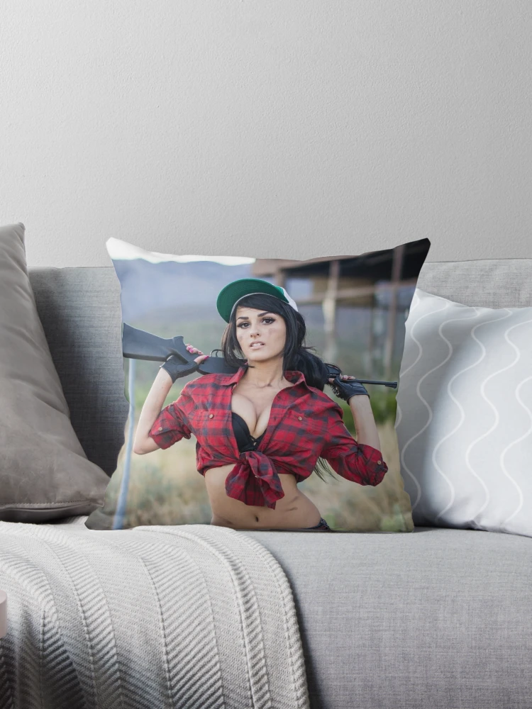 big ass wolf girl Throw Pillow by AppleBloodArt