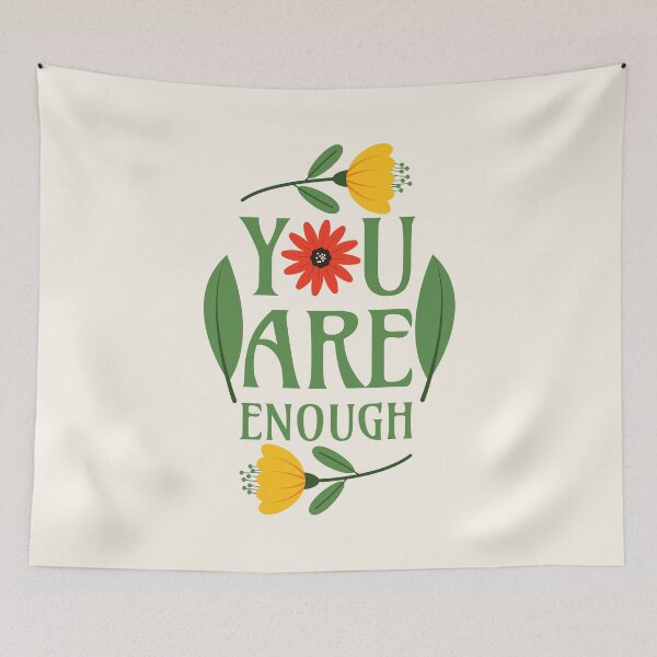 Item preview, You Are Enough - Floral Typography Greenery Self Love Quotes Confidence Mental Health designed and sold by Millusti.