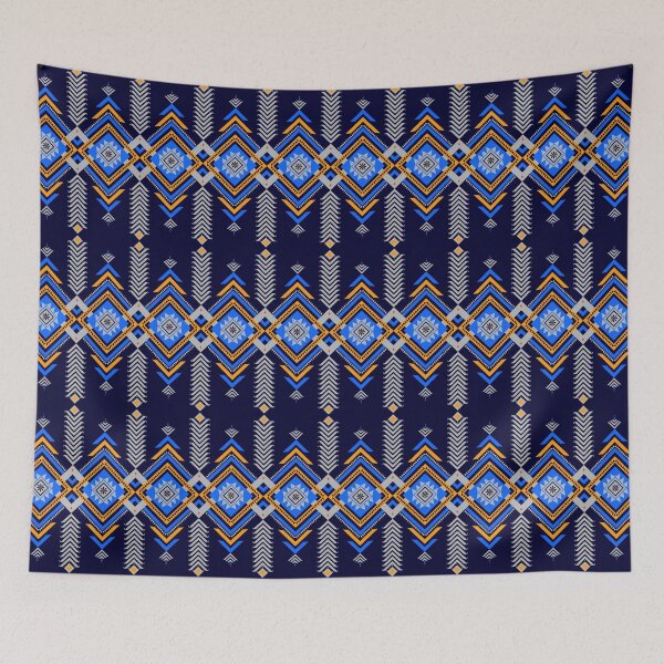 Item preview, Batik Pattern / Ethnic pattern Seamless Texture Navy Blue Yellow designed and sold by RisaArt22.
