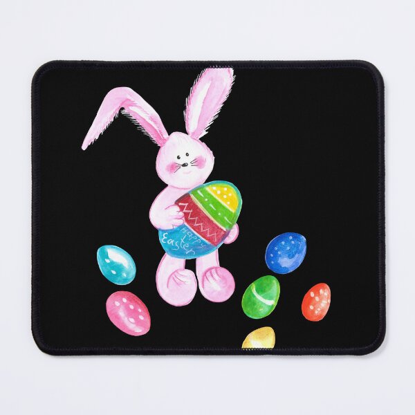 Item preview, pink easter cute smiling bunny with colorful eggs all in pastel designed and sold by DahliaBlanche.