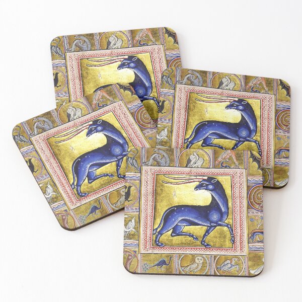 Item preview, MEDIEVAL BESTIARY YALE, FANTASTIC ANIMALS IN GOLD RED BLUE COLORS designed and sold by BulganLumini.