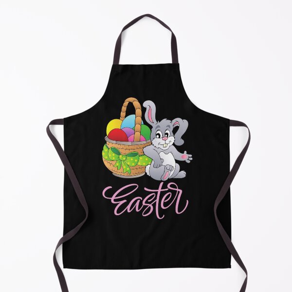Item preview, bright-colored design of a cute funny easter bunny with a basket of colorful eggs designed and sold by DahliaBlanche.