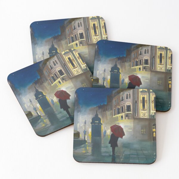 Item preview, Night in the city with a red umbrella designed and sold by GORDON BRUCE ART.