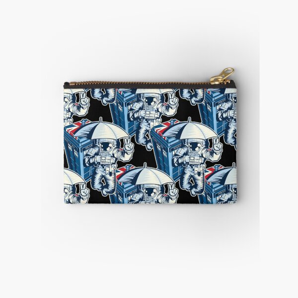 Item preview, British astronaut holding an umbrella in space near a police box designed and sold by robimerch.