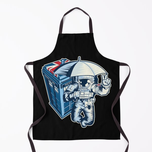 Item preview, British astronaut holding an umbrella in space near a police box designed and sold by robimerch.
