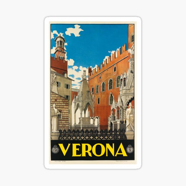 ITALY VERONA CITY BUILDINGS CHURCH ITALIAN HISTORY TRAVEL VINTAGE POSTER REPRO