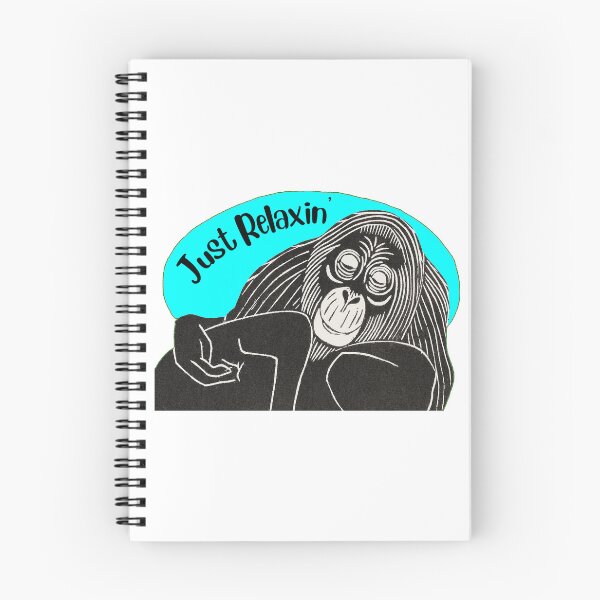 Item preview, Funny Relaxing Orangutan, Just Relaxin’, blue background designed and sold by hjsmith.