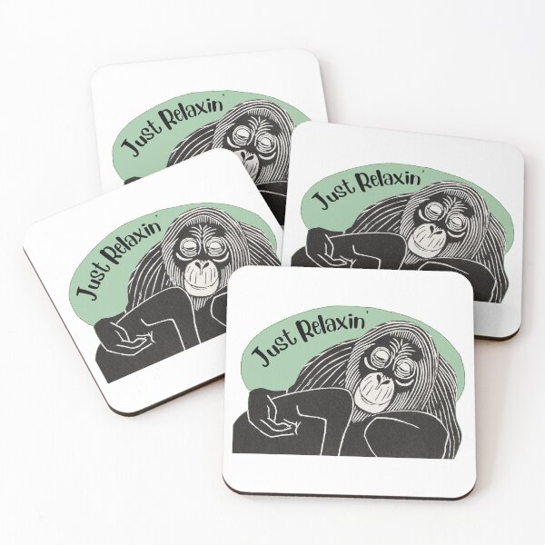 Item preview, Funny Relaxing Orangutan, Just Relaxin’, Green background designed and sold by hjsmith.