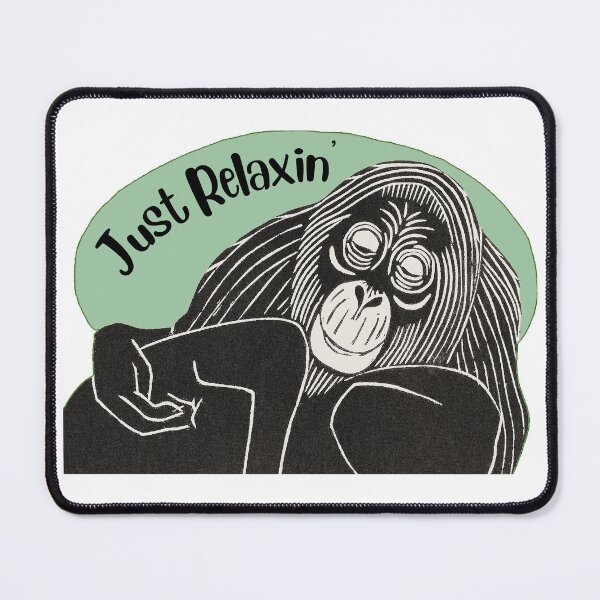 Item preview, Funny Relaxing Orangutan, Just Relaxin’, Green background designed and sold by hjsmith.