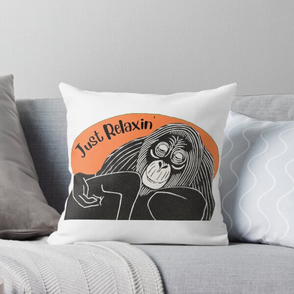 Item preview, Funny Relaxing Orangutan, Just Relaxin’, Orange background designed and sold by hjsmith.