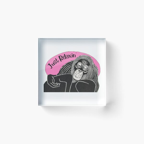 Item preview, Funny Relaxing Orangutan, Just Relaxin’, Pink background designed and sold by hjsmith.