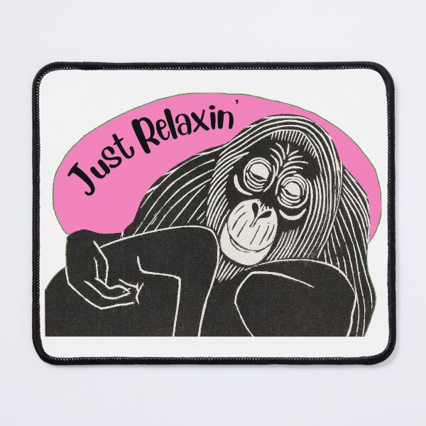 Item preview, Funny Relaxing Orangutan, Just Relaxin’, Pink background designed and sold by hjsmith.