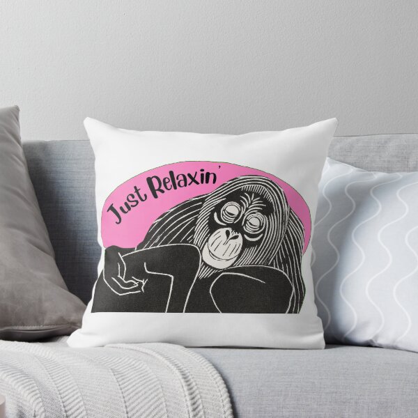 Item preview, Funny Relaxing Orangutan, Just Relaxin’, Pink background designed and sold by hjsmith.
