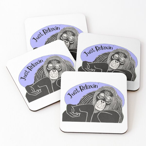 Item preview, Funny Relaxing Orangutan, Just Relaxin’, Purple background designed and sold by hjsmith.