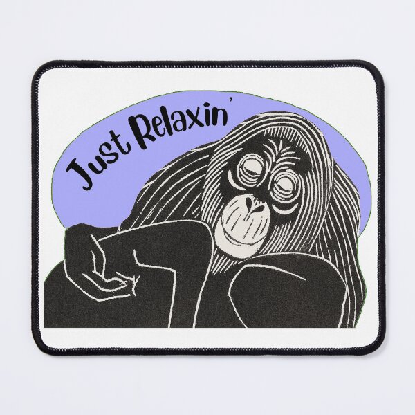 Item preview, Funny Relaxing Orangutan, Just Relaxin’, Purple background designed and sold by hjsmith.