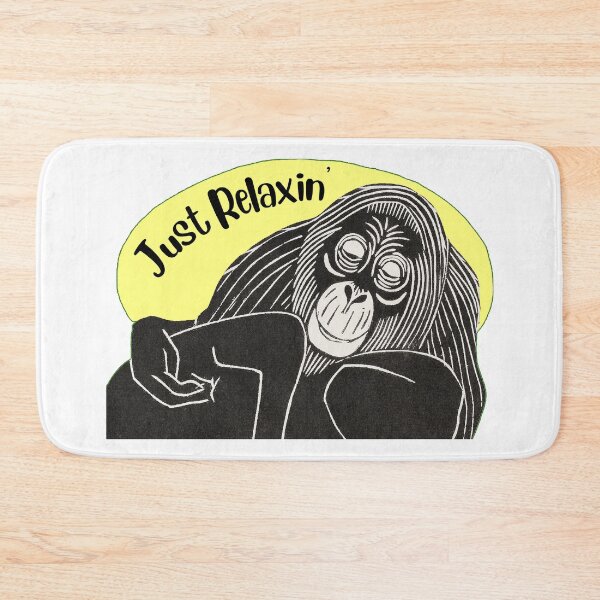 Item preview, Funny Laid-Back Orangutan, Just Relaxin’, Yellow background designed and sold by hjsmith.