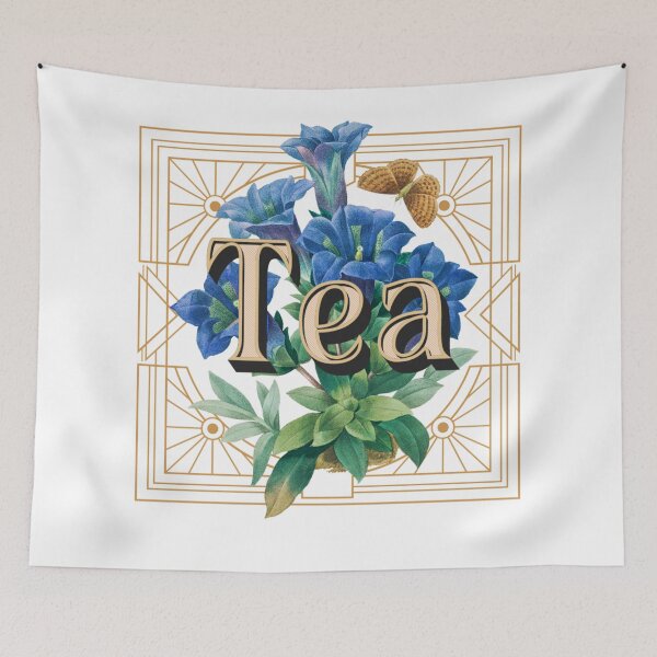 Item preview, Tea Time with Vintage Butterfly and Flowers designed and sold by ZinZoe.