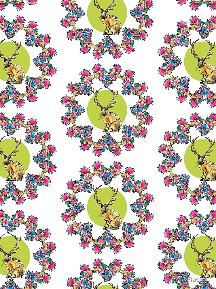 Thumbnail 5 von 5, Grafik T-Shirt, Blumenmandala Hase mit Hirschgeweih designt und verkauft von Raduna.