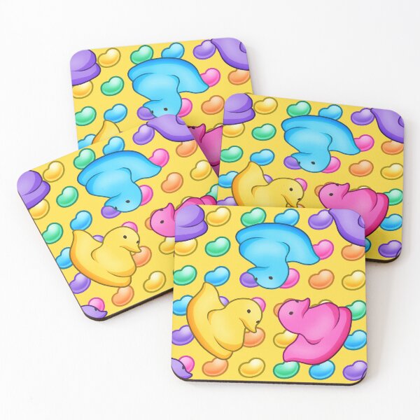 Item preview, Marshmallow Peeps w/ Rainbow Jelly Beans on Yellow - Easter Peep Chick designed and sold by Zphal.