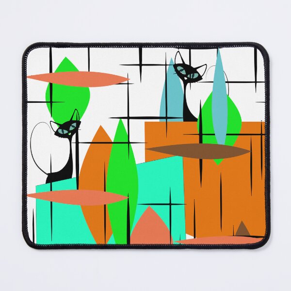 Item preview, Atomic Kitties Popping up behind an Eames Inspired Design of Falling Leaves designed and sold by LisWilliams.