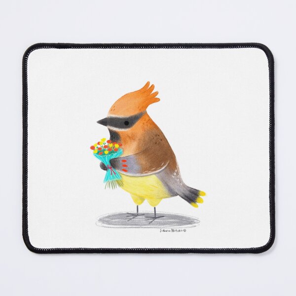 Item preview, Cedar Waxwing bird with flowers designed and sold by julianamotzko.