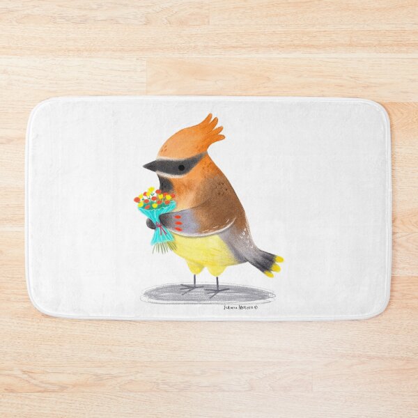 Item preview, Cedar Waxwing bird with flowers designed and sold by julianamotzko.