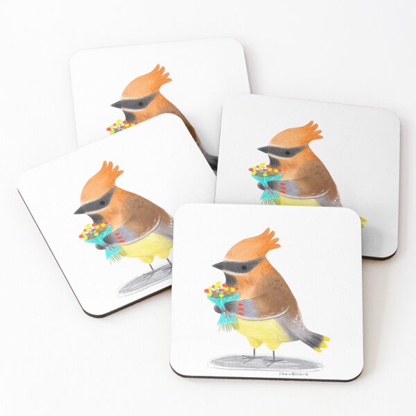 Item preview, Cedar Waxwing bird with flowers designed and sold by julianamotzko.