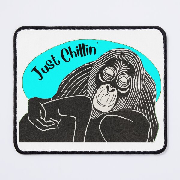 Item preview, Funny Laid-Back Orangutan, Just Chillin’, Blue background designed and sold by hjsmith.