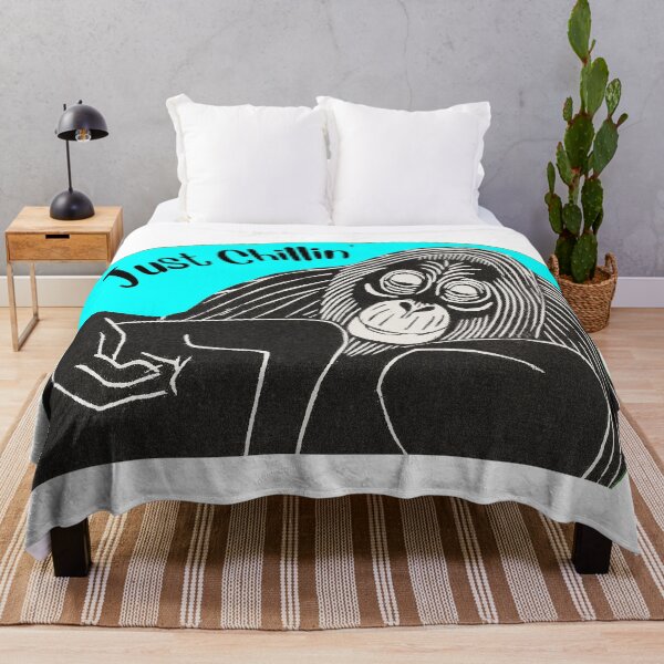 Item preview, Funny Laid-Back Orangutan, Just Chillin’, Blue background designed and sold by hjsmith.