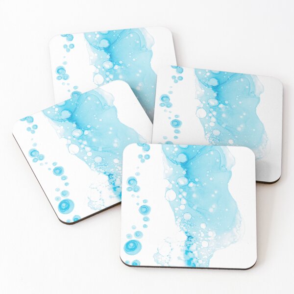 Item preview, Light Ocean Blue bubbles Abstract 4222 Alcohol Ink Painting by Herzart designed and sold by herzart.