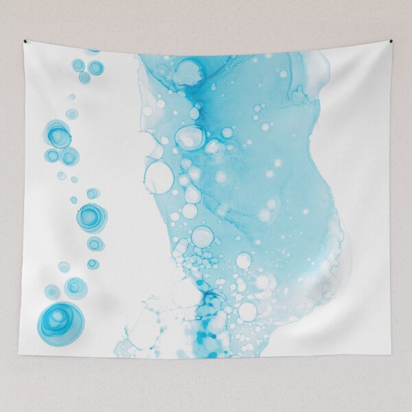 Item preview, Light Ocean Blue bubbles Abstract 4222 Alcohol Ink Painting by Herzart designed and sold by herzart.