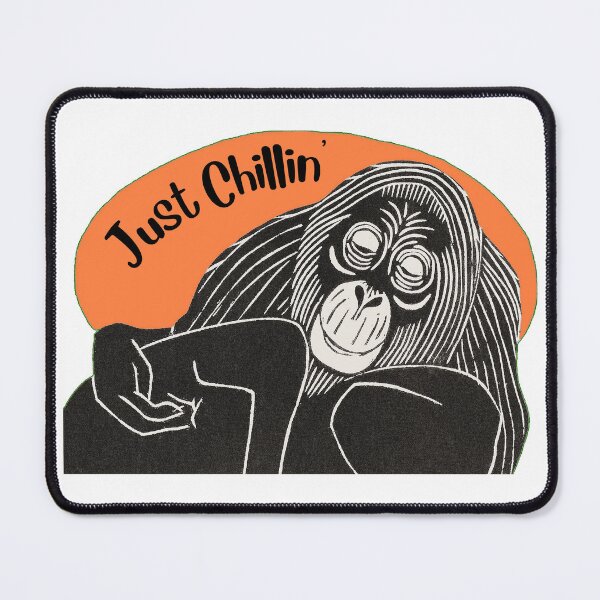 Item preview, Funny Laid-Back Orangutan, Just Chillin’, Orange background designed and sold by hjsmith.