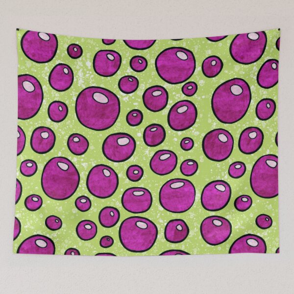 Item preview, Bold graphic bubbles pattern, bright magenta and lime green hippie abstract bubbles designed and sold by NadiaChevrel.