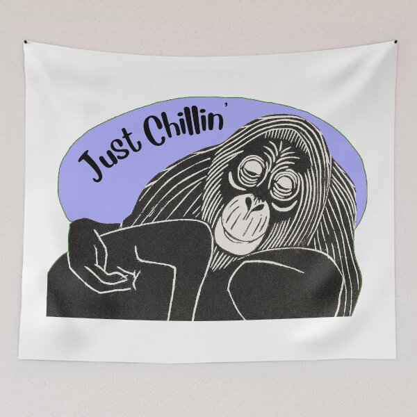 Item preview, Funny Laid-Back Orangutan, Just Chillin’, Purple background designed and sold by hjsmith.