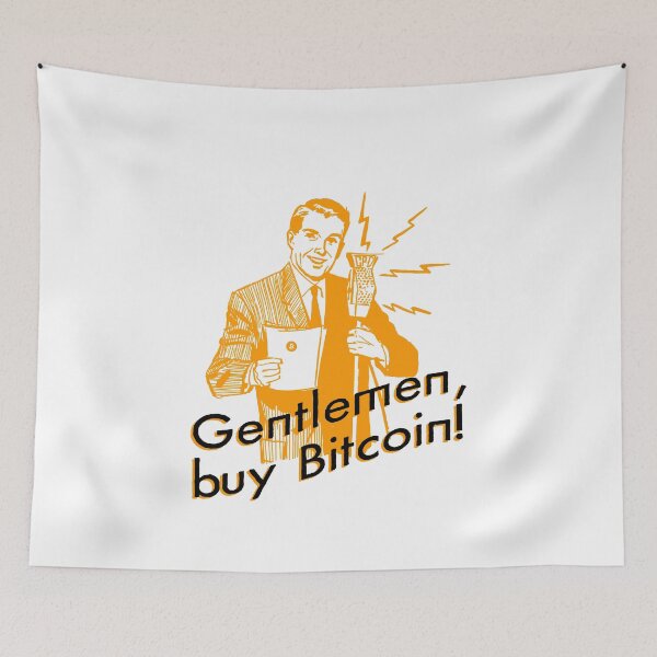 Item preview, Gentlemen, buy bitcoin! - Mid Century Ad - Bitcoin Orange designed and sold by NautilusMare.