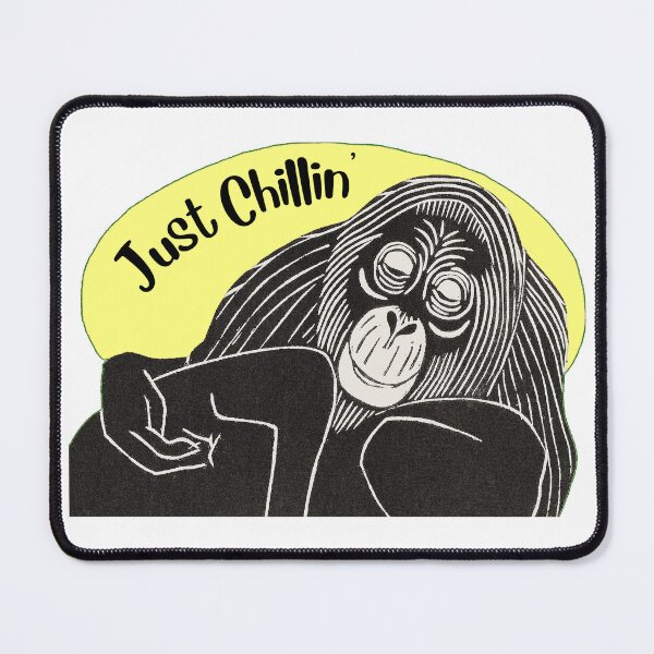 Item preview, Funny Laid-Back Orangutan, Just Chillin’, Yellow background designed and sold by hjsmith.