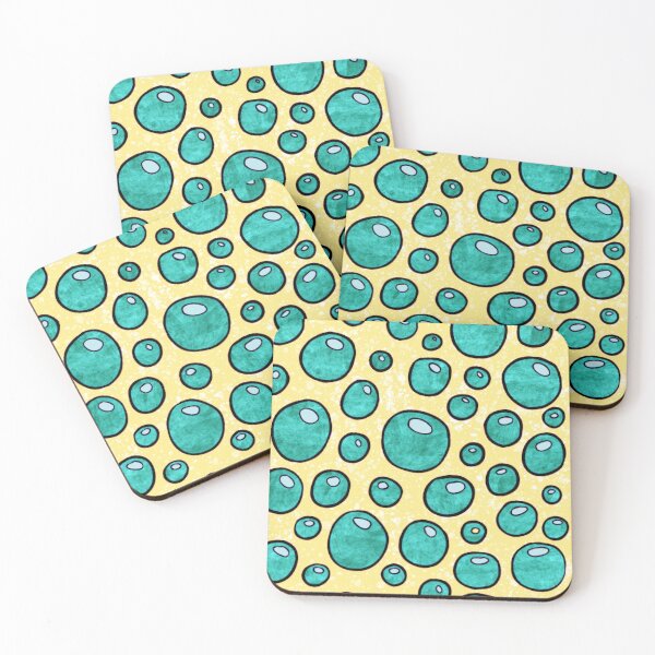 Item preview, Pastel graphic bubbles pattern, bright turquoise and yellow abstract bubbles designed and sold by NadiaChevrel.