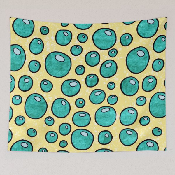 Item preview, Pastel graphic bubbles pattern, bright turquoise and yellow abstract bubbles designed and sold by NadiaChevrel.