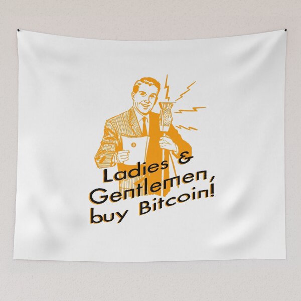 Item preview, Ladies and Gentlemen, buy Bitcoin! - Mid Century Ad - Bitcoin Orange designed and sold by NautilusMare.