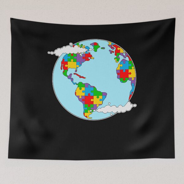 Item preview, Autism Awareness Earth Puzzle Pieces designed and sold by AlexaTees.