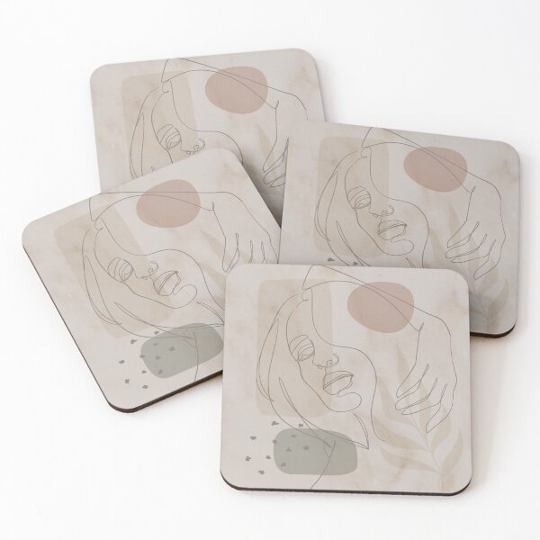 Item preview, beige aesthetic women line art  designed and sold by Beeroclock.