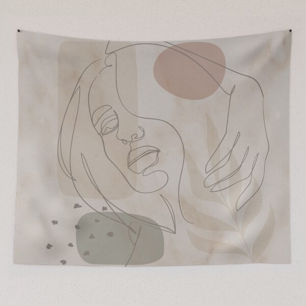 Item preview, beige aesthetic women line art  designed and sold by Beeroclock.