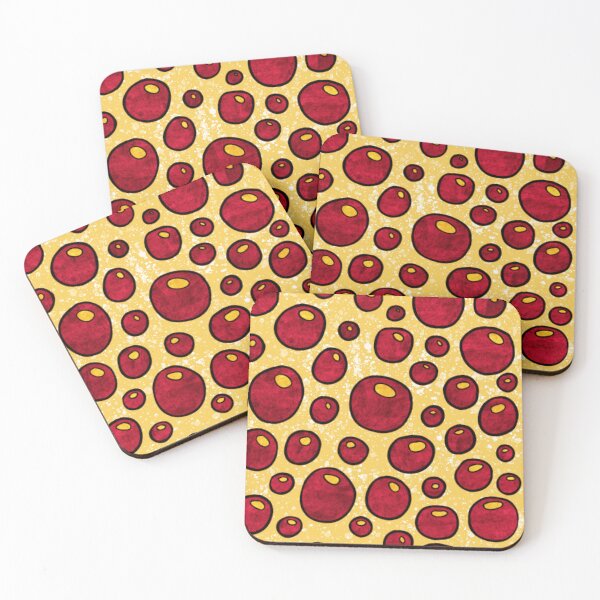 Item preview, Graphic red bubbles pattern, bold red and mustard yellow abstract bubbles designed and sold by NadiaChevrel.