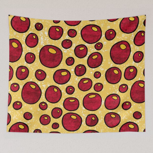 Item preview, Graphic red bubbles pattern, bold red and mustard yellow abstract bubbles designed and sold by NadiaChevrel.