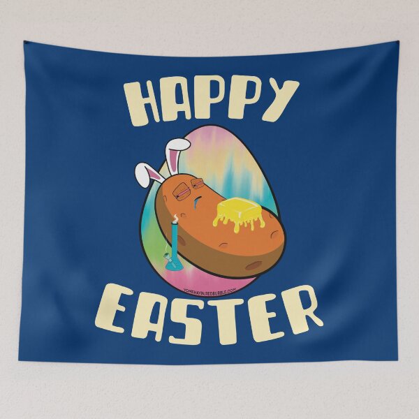 Item preview, Happy Easter-Funny Stoner Cartoon-Baked Potato Smoking Weed From A Bong-Tie Dye Easter Egg designed and sold by YomeHayin.